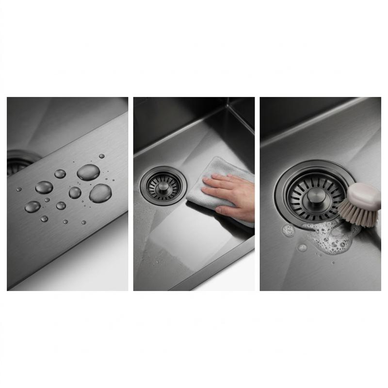Pure.Sink Luxion Grote Gun metal spoelbak 78x50 cm Tapwing met kraangatbank PLX7850T-61